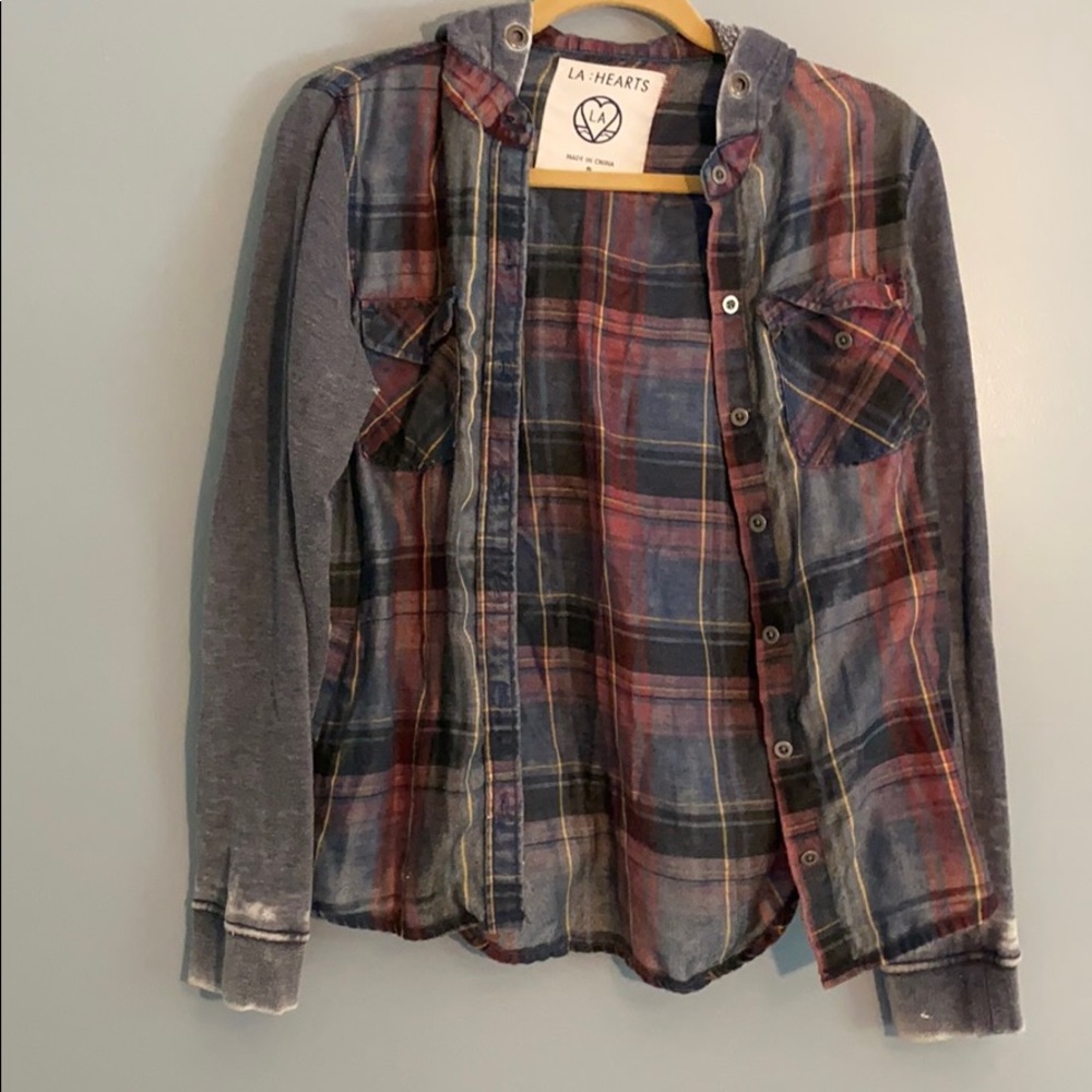 LA Hearts flannel hoodie. Size s.